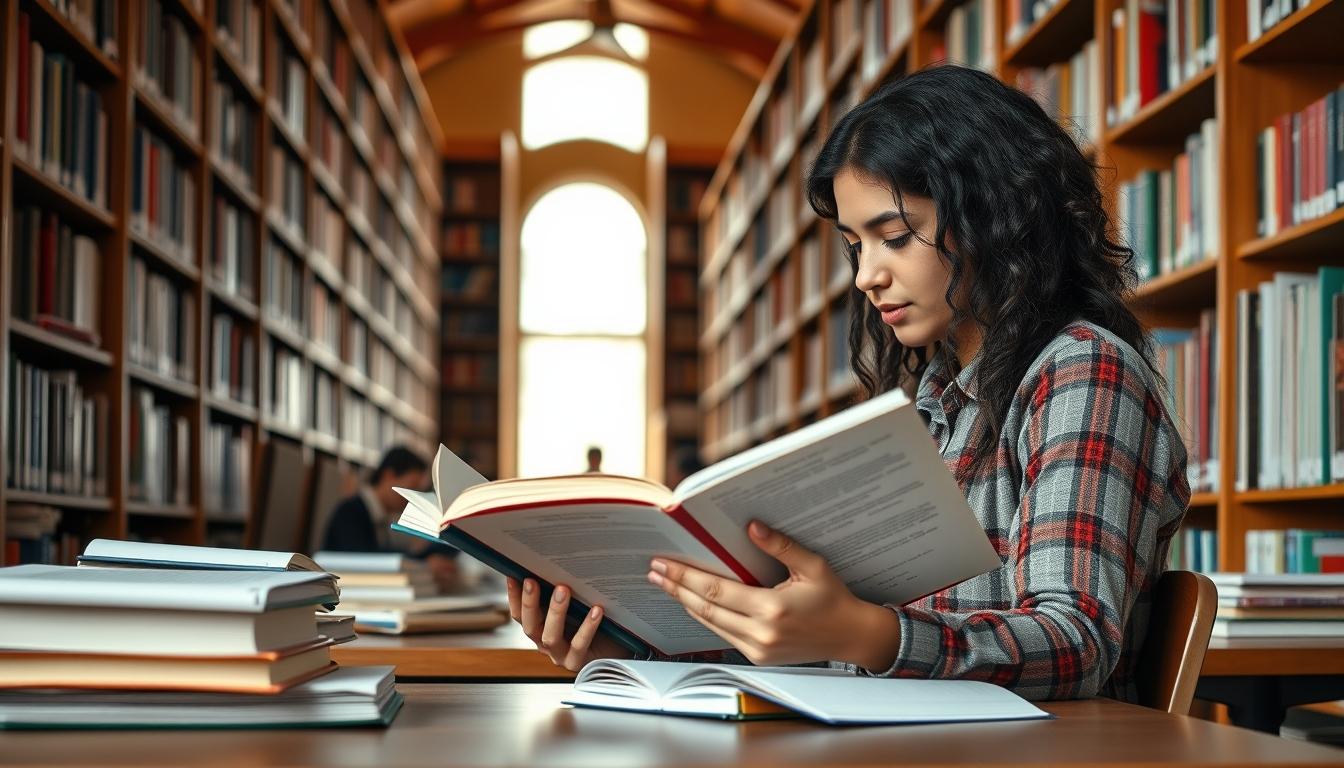 Student using learning strategies while studying